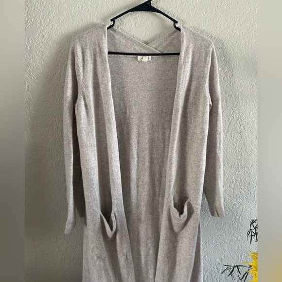 Garnet Hill Gray 100% Cashmere Easy Duster Cardigan Sweater Sz S - Picture 7 of 16